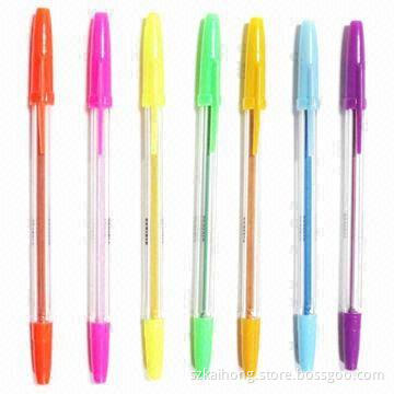 Simple Ballpoint Pens, Made of PP/AS, Available in Various Colors